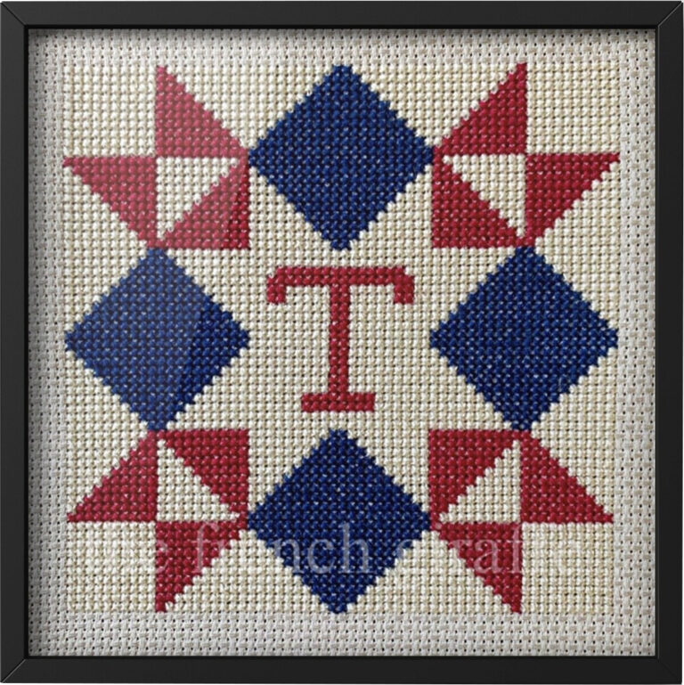Monogram Cross Stitch Patriotic Star Barn Quilt