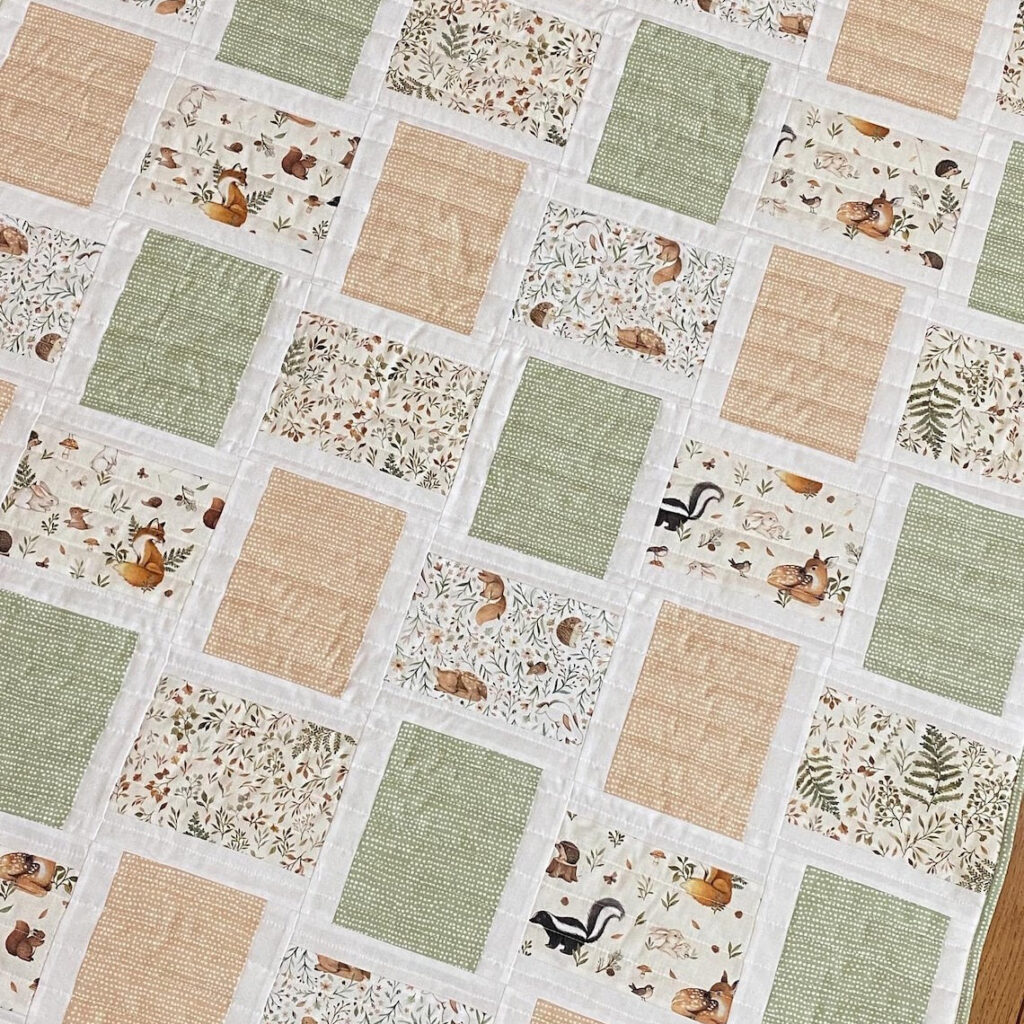 This is a layered baby quilt pattern with many different colors