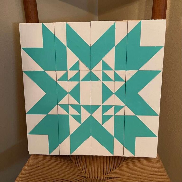 Teal and White Barn Coastal Barn Quilt