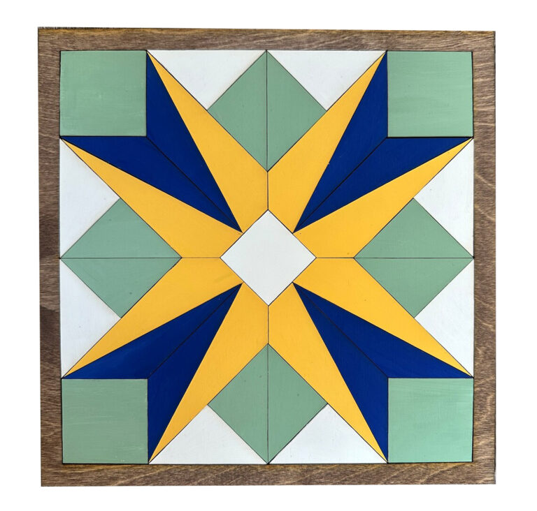 Wooden Hand Carved Barn Quilt Block Inlay