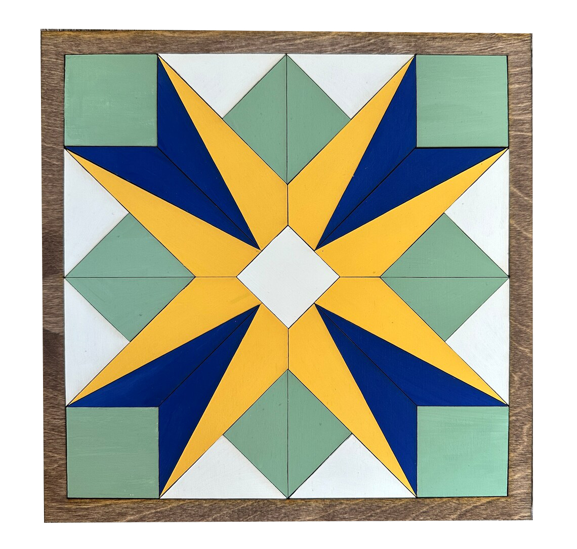 Wooden hand carved barn quilt inlay