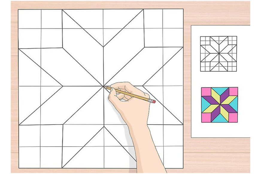 Transfer the barn quilt pattern to the grid