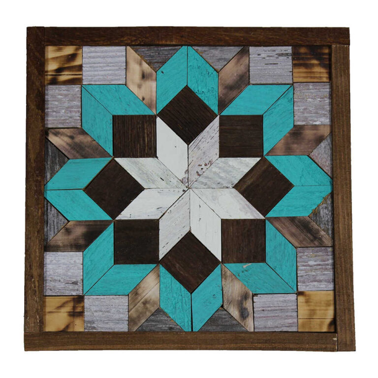 Turquoise and Black Flower Barn Quilt