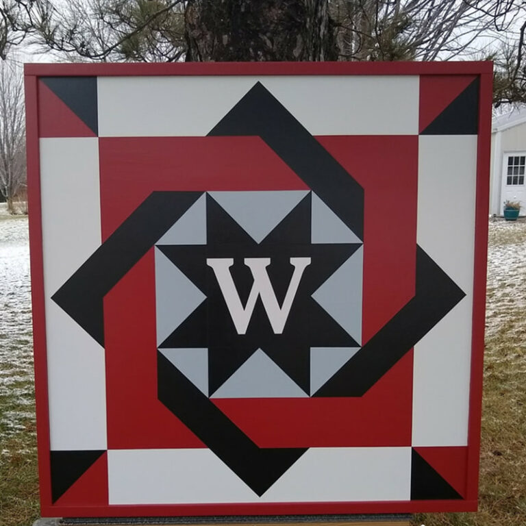 Black and red nested square barn quilt
