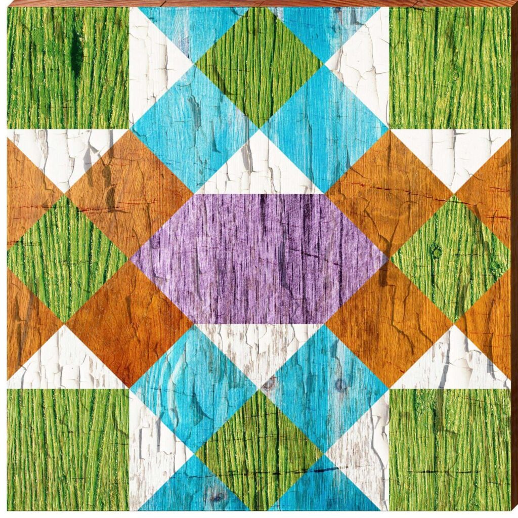 a barn quilt with the phloem pattern
