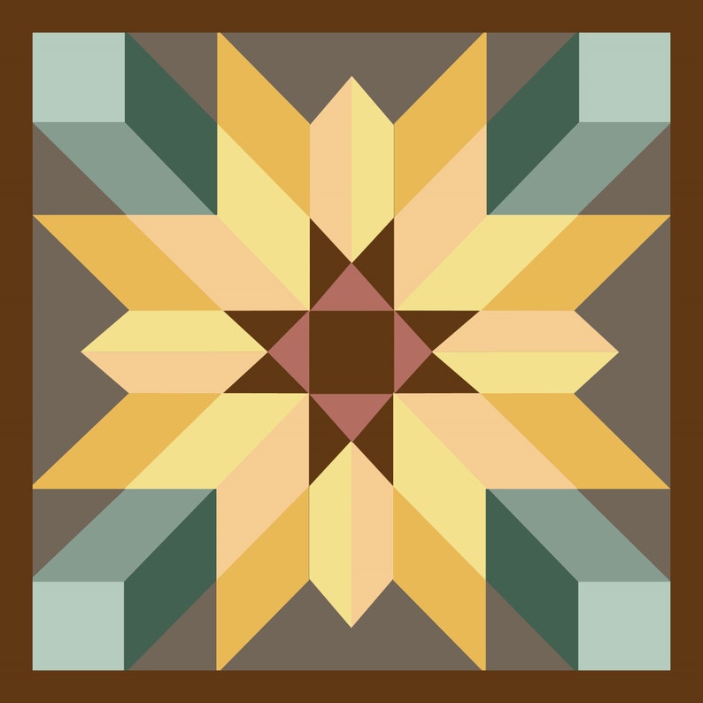 a barn quilt with a pattern of star