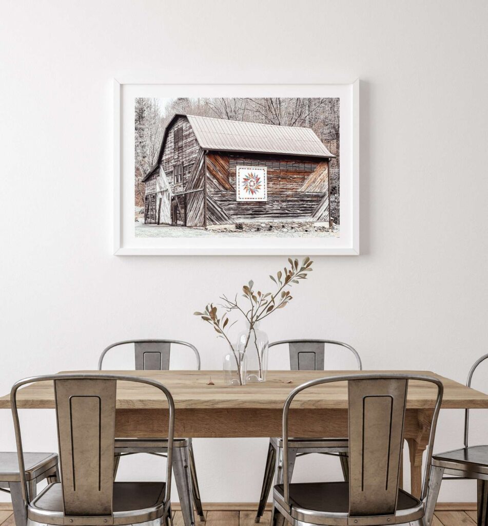 a barn quilt hanging on the wall