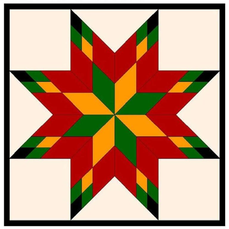 Amish Barn Quilt – Red and Blue Star