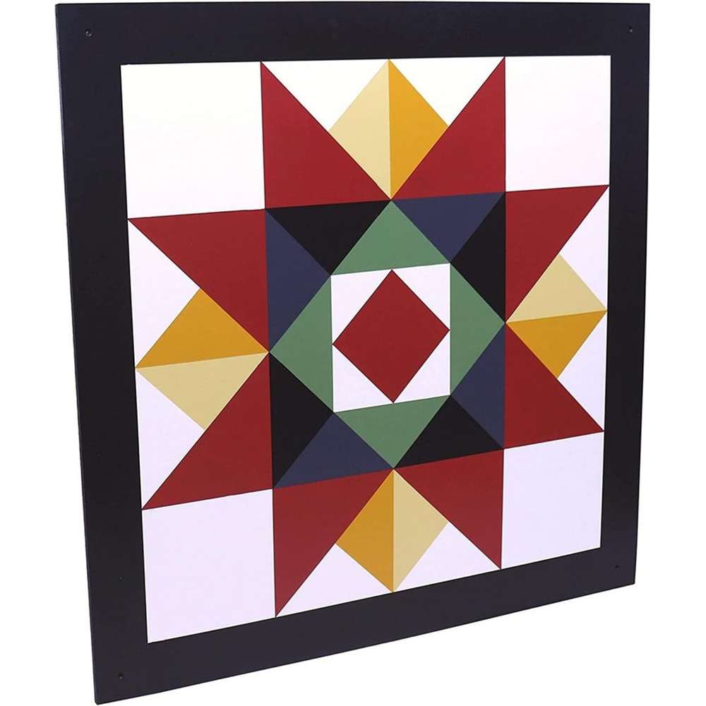 a barn quilt with the red star pattern