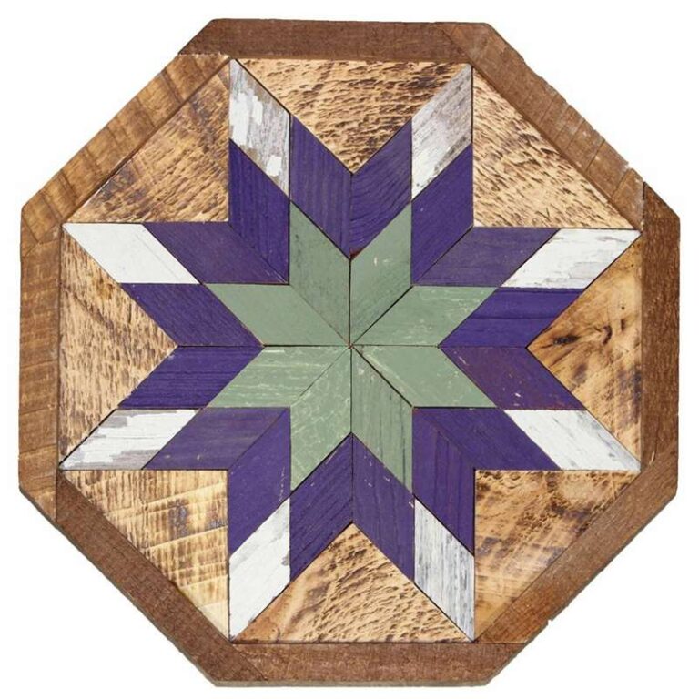 Amish Octagon Barn Quilt – Purple and Sage Green Star