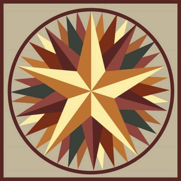 Red & Gold Compass Star Barn Quilt – Metal