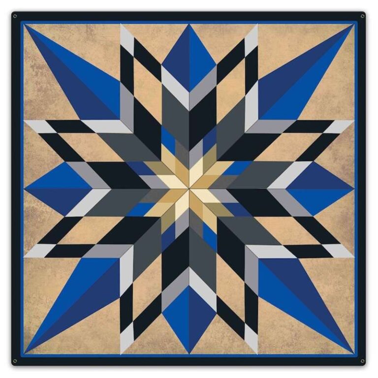 Sixteen Point Star Barn Quilt – Square Metal