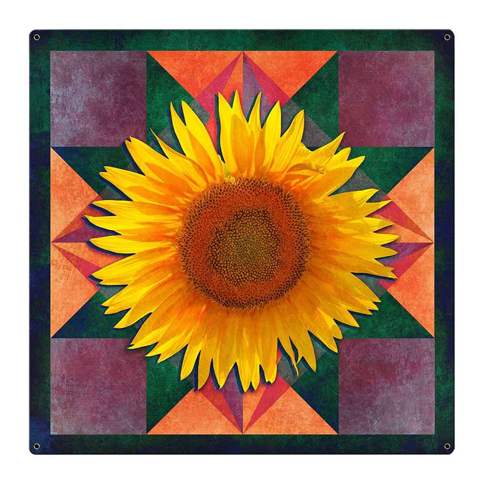 a barn quilt with the sunflower pattern