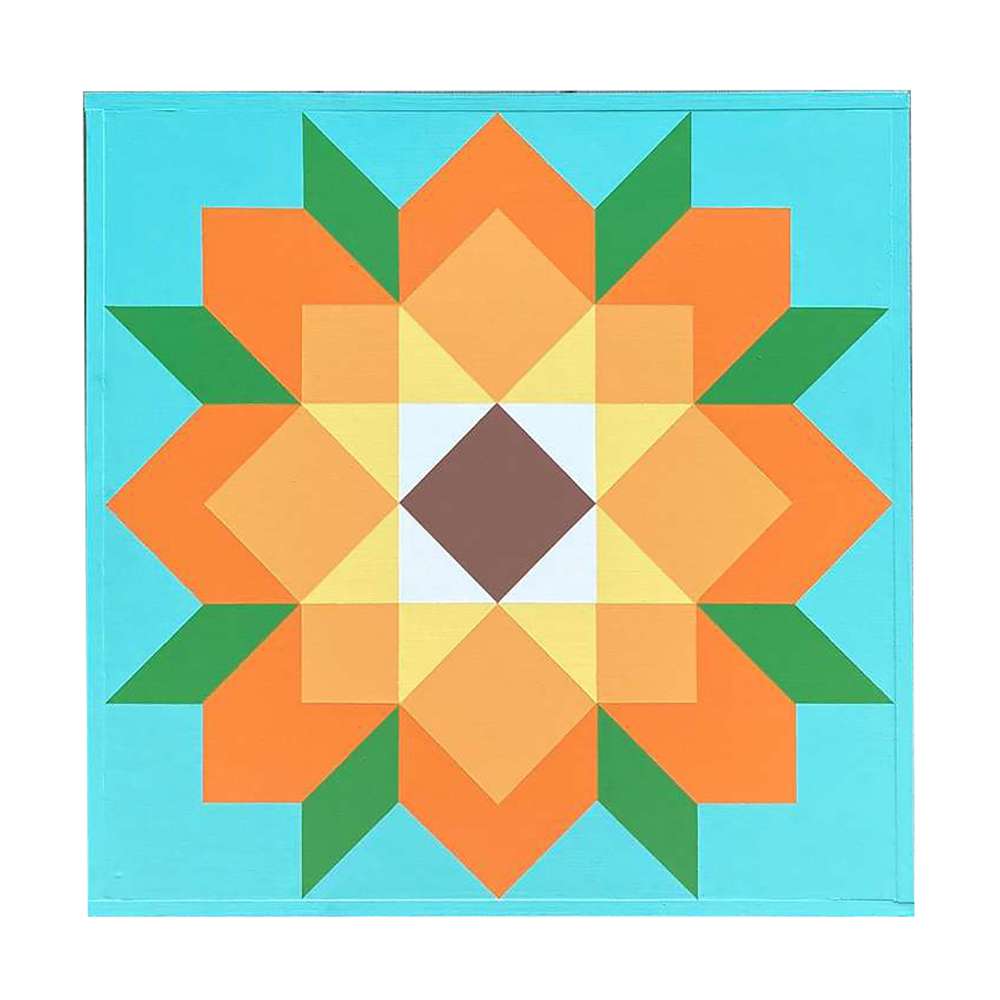 Sunflower Barn Quilt – Orange Tone - The Best Quilt Patterns