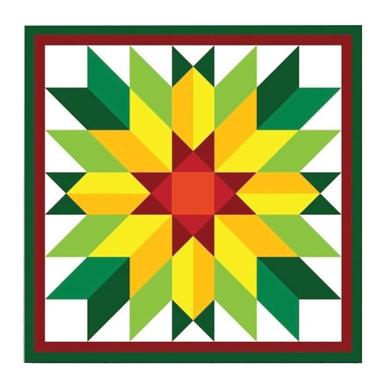 Sunflower Barn Quilt – Red and Green Frame