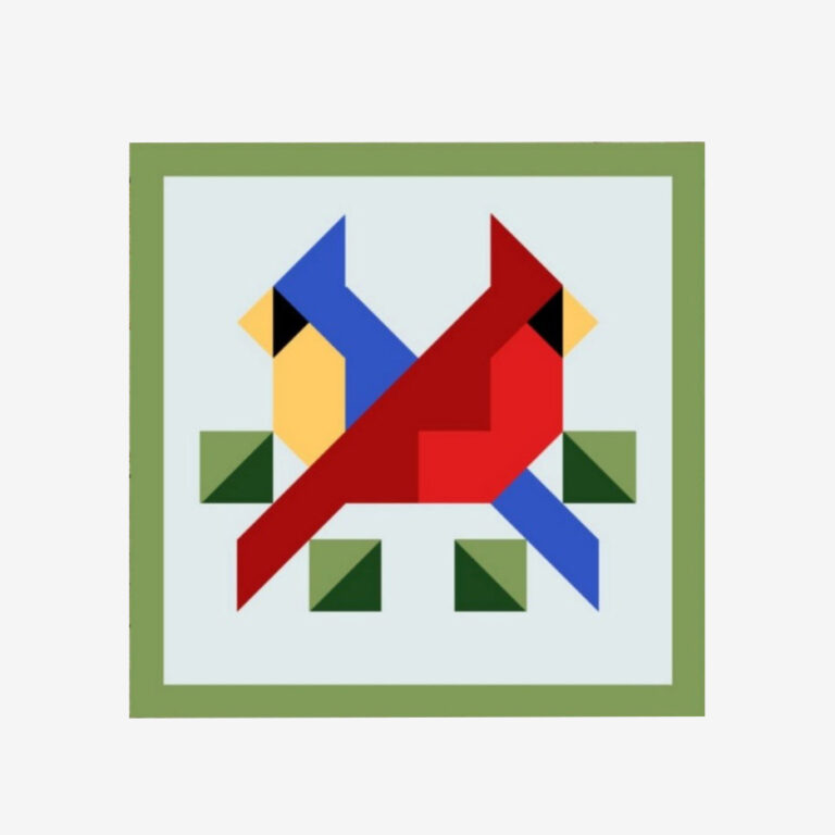 Cardinal Birds Barn Quilt – red and blue