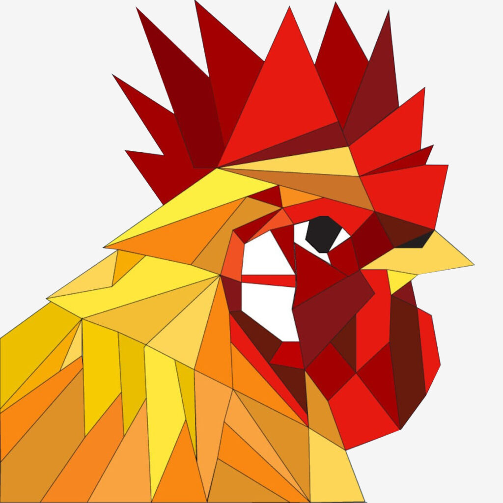 the barn quilt with rooster pattern