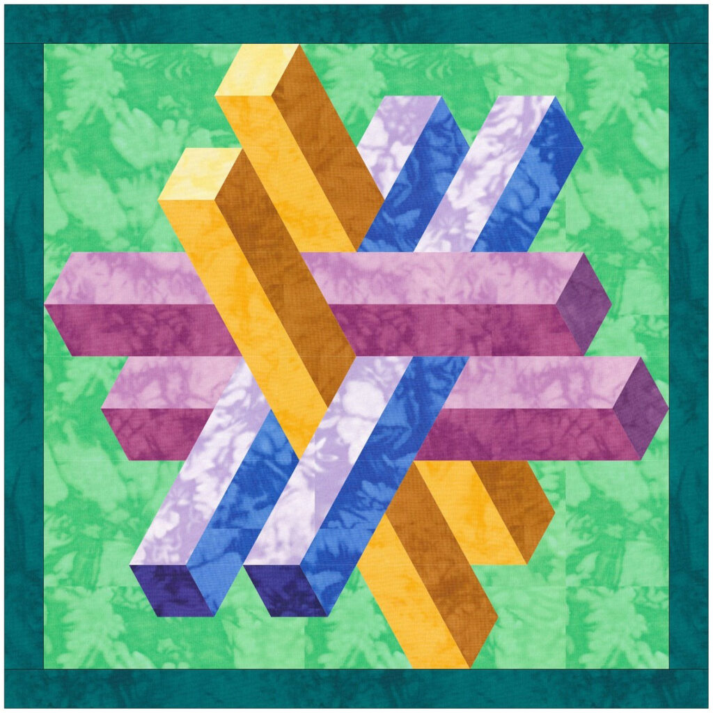 the barn quilt with colorful cubic pattern