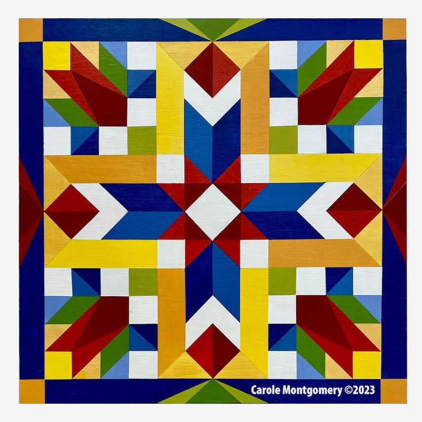 the barn quilt with brilliant tulip flowers parttern