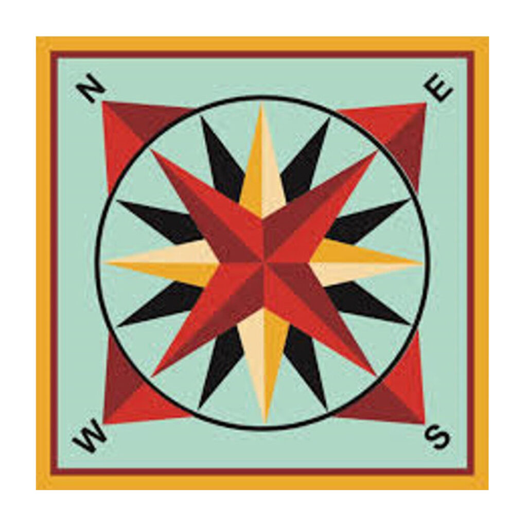 the square barn quilt with Mariner's compass patterns.