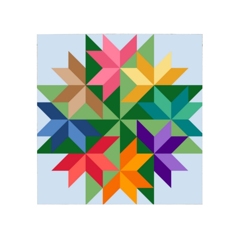 the square barn quilt with brilliant flower patterns 