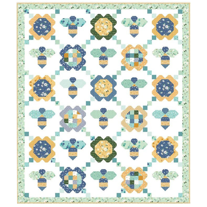 The Daisy a Day- Flower Quilt Pattern features cheerful daisy motifs arranged