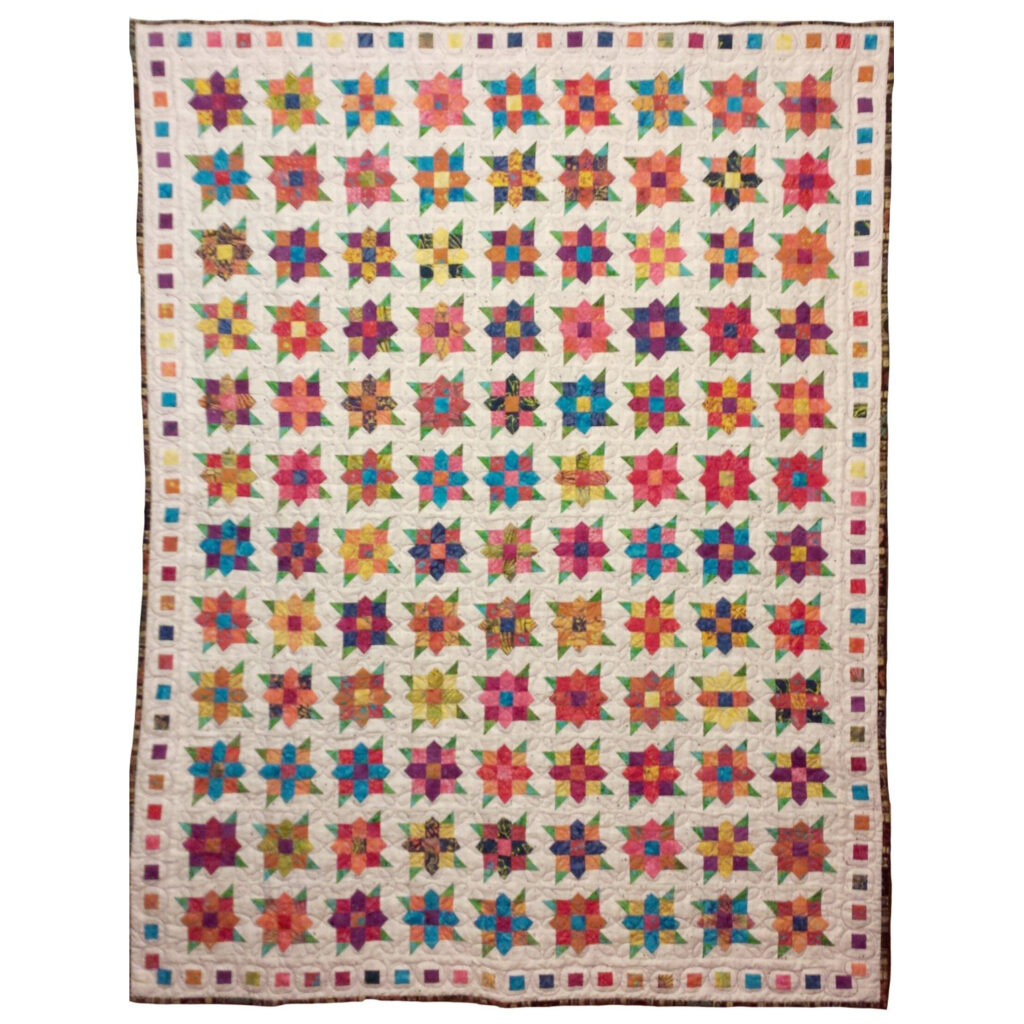 That sounds like a lovely quilt! A floral patchwork quilt can add warmth and beauty to any home, especially during the winter months.