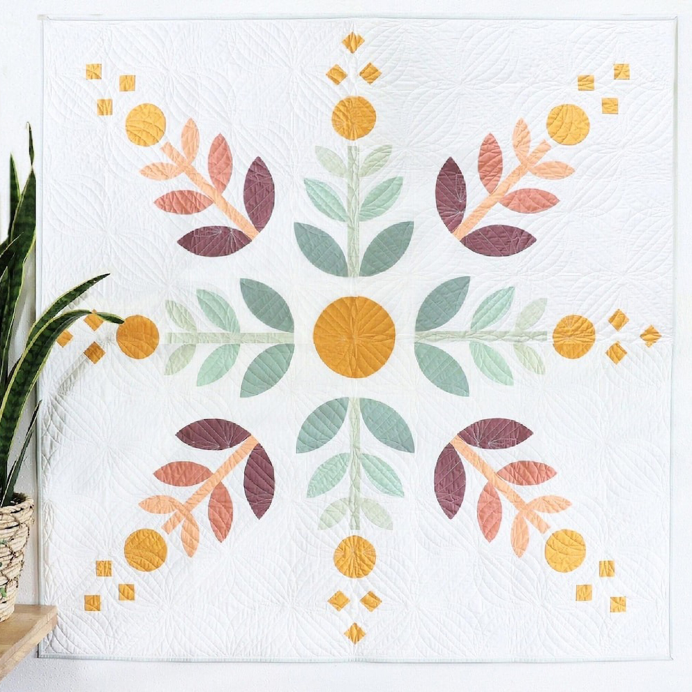 The quilt is inspired by the love of nature, especially family walks to see flowers
